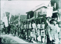 出征兵士を送る松茂青年訓練所生