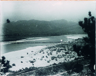 川島古城山より吉野川を望む水害　古城山より望む