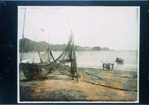 横須海岸　漁網干し風景