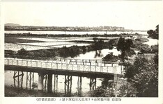 海部名所　海部郡母川付近ヨリ川東大里松原ヲ望ム