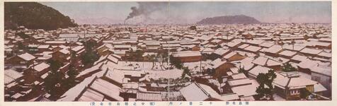 徳島名勝十二景之内（雪中之徳島市全景）