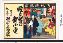 引札絵柄：内外煙草商店先の絵
商店場所：岩脇
商店名称：田中勇蔵
商売内容：煙草製造卸小売